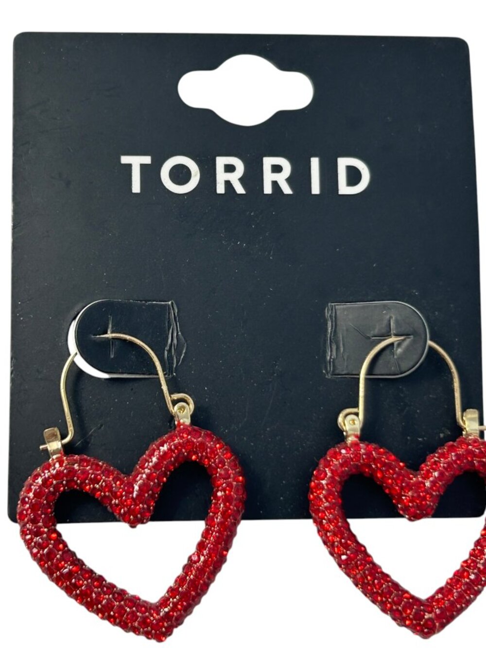 Torrid Red Crystal Heart Earrings Valentines Day Sparkle Bling Pierced New